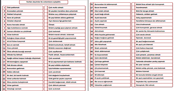 2.Sınıf - Türkçe - Deyimler Etkinliği