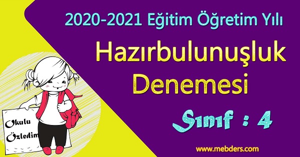 2020-2021 Eğitim-Öğretim Yılı 4.Sınıf Hazırbulunuşluk Denemesi pdf