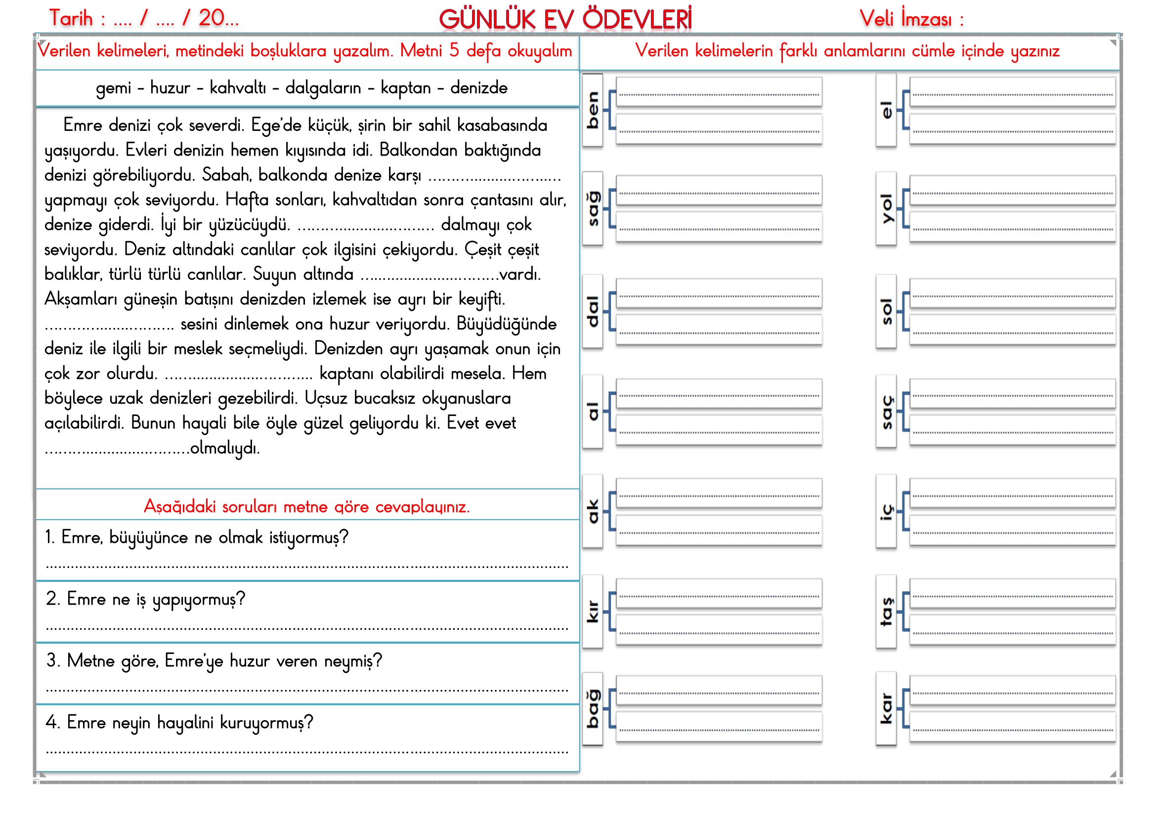 2.Sınıf - 11 Şubat 2026 Günlük Ev Ödevleri