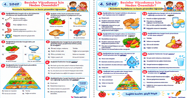 4. Sınıf Fen Bilimleri Besinler ve Özellikleri Testi