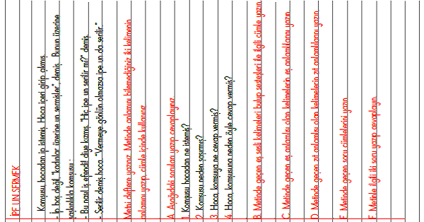 3.Sınıf - Türkçe Deftere Metin Çalışması-2
