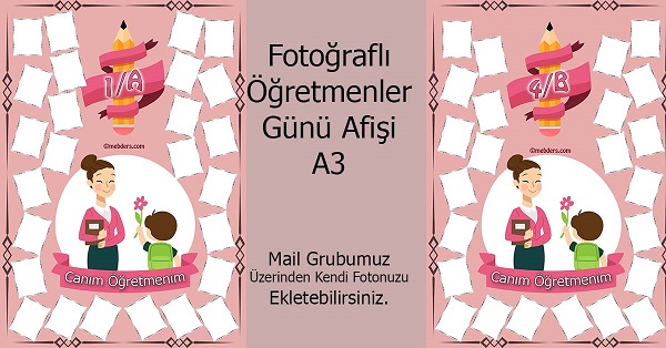 3A Sınıfı için Öğretmenler Günü Hatırası Afişi (17 öğrencilik)