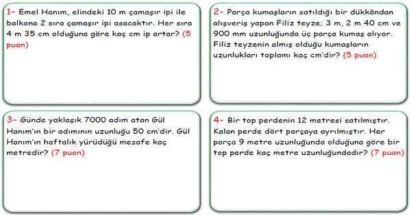 4.Sınıf Matematik Uzunluk Ölçüleri Problemleri-5