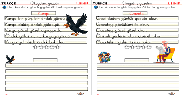1. Sınıf İlk Okuma Yazma G-g Sesi Okuma Yazma Etkinliği (5 Sayfa)
