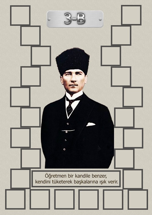 Model 15, 3B şubesi için Atatürk temalı, fotoğraf eklemeli kapı süslemesi - 24 öğrencilik