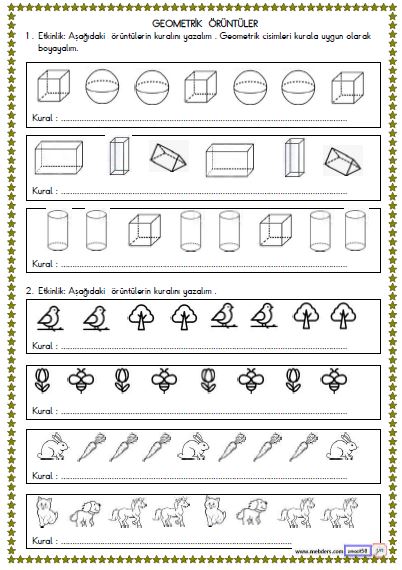 2. Sınıf Matematik Geometrik Örüntüler  Etkinliği 2