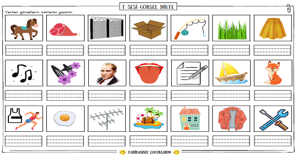 1.Sınıf İlk Okuma Yazma (T-t Sesi) Görsel Dikte Çalışması