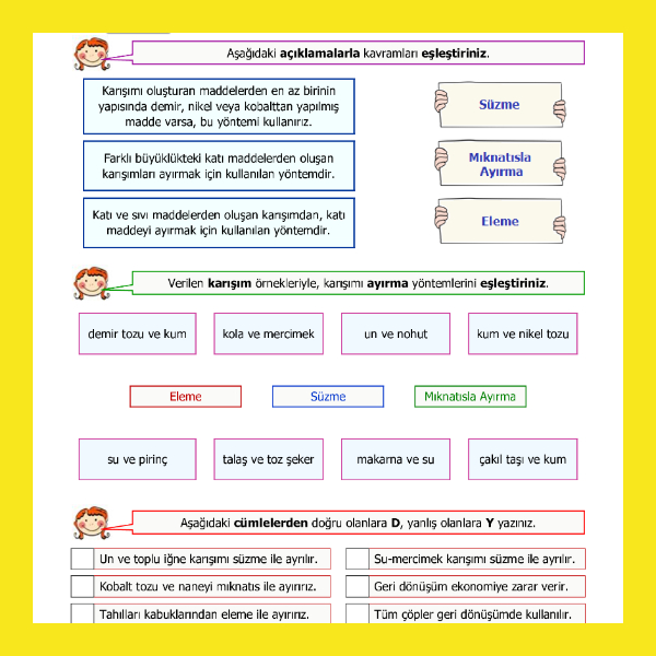 4. Sınıf Fen Bilimleri - Karışımların Ayrılması Etkinliği