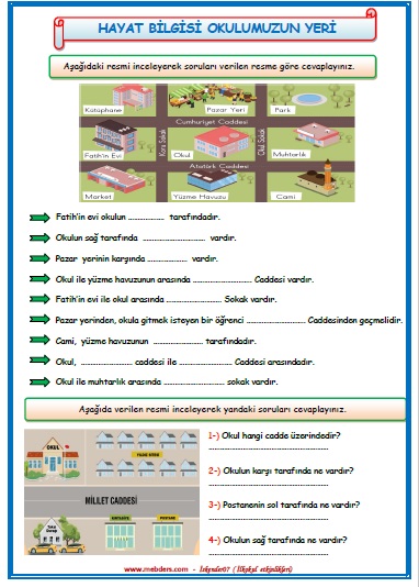 2.Sınıf Hayat Bilgisi Okulumuzun Yeri Etkinlik Çalışması