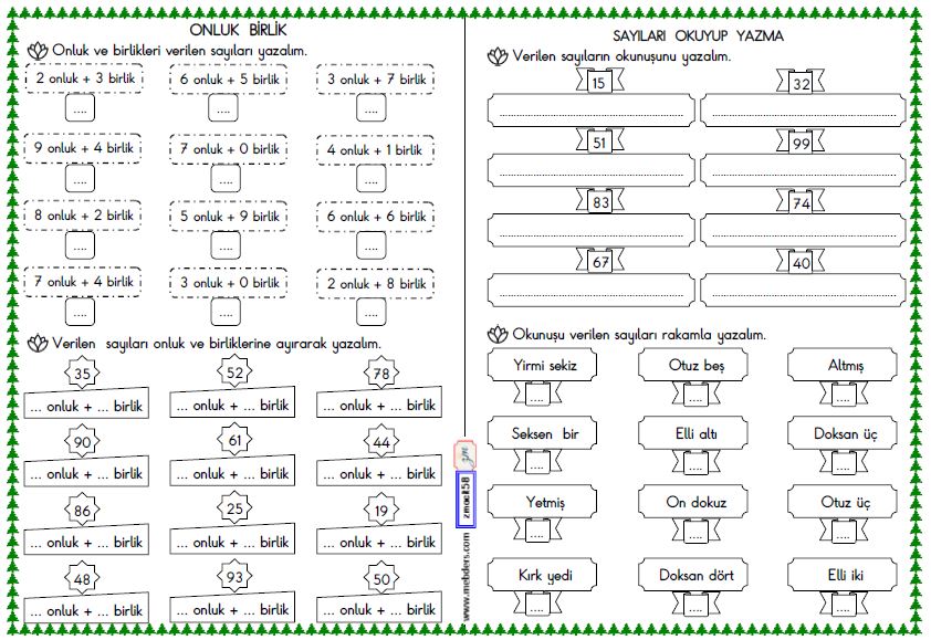 2. Sınıf Matematik Kasım Ara Tatil Etkinlikleri