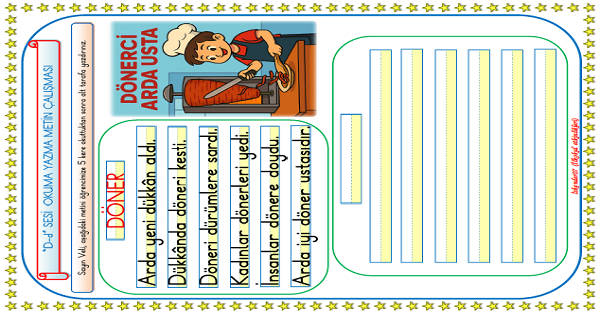 1. Sınıf İlk Okuma Yazma D-d Sesi Metin Okuma Yazma Çalışması