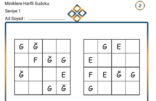 Miniklere Harfli Sudoku 2