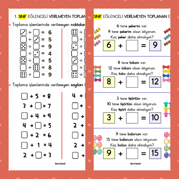 1. Sınıf Matematik - Verilmeyen Toplananı Bulma Etkinliği