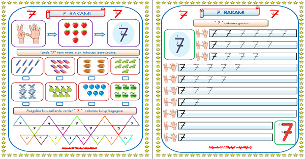1. Sınıf Matematik 7 Rakamı Yazma Etkinliği