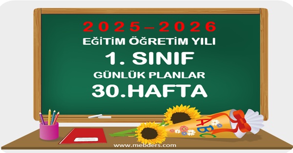 2025-2026 Eğitim Öğretim Yılı 1.Sınıf Günlük Planları 30.Hafta
