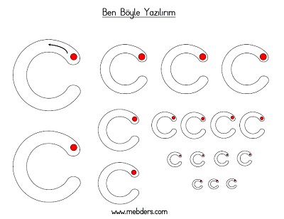 Küçük c harfi ben böyle yazılırım etkinliği