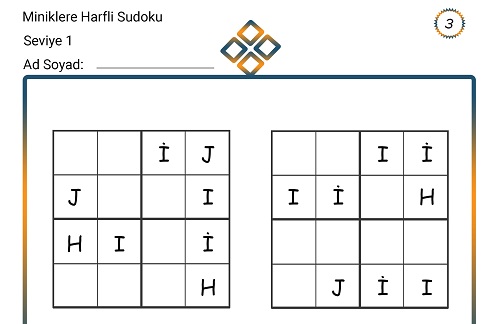 Miniklere Harfli Sudoku 3