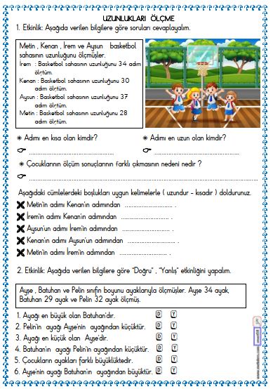 2. Sınıf Matematik Uzunlukları Ölçme Etkinliği 6