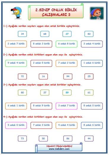 2.Sınıf Matematik Onluk Birlik Çalışması  3