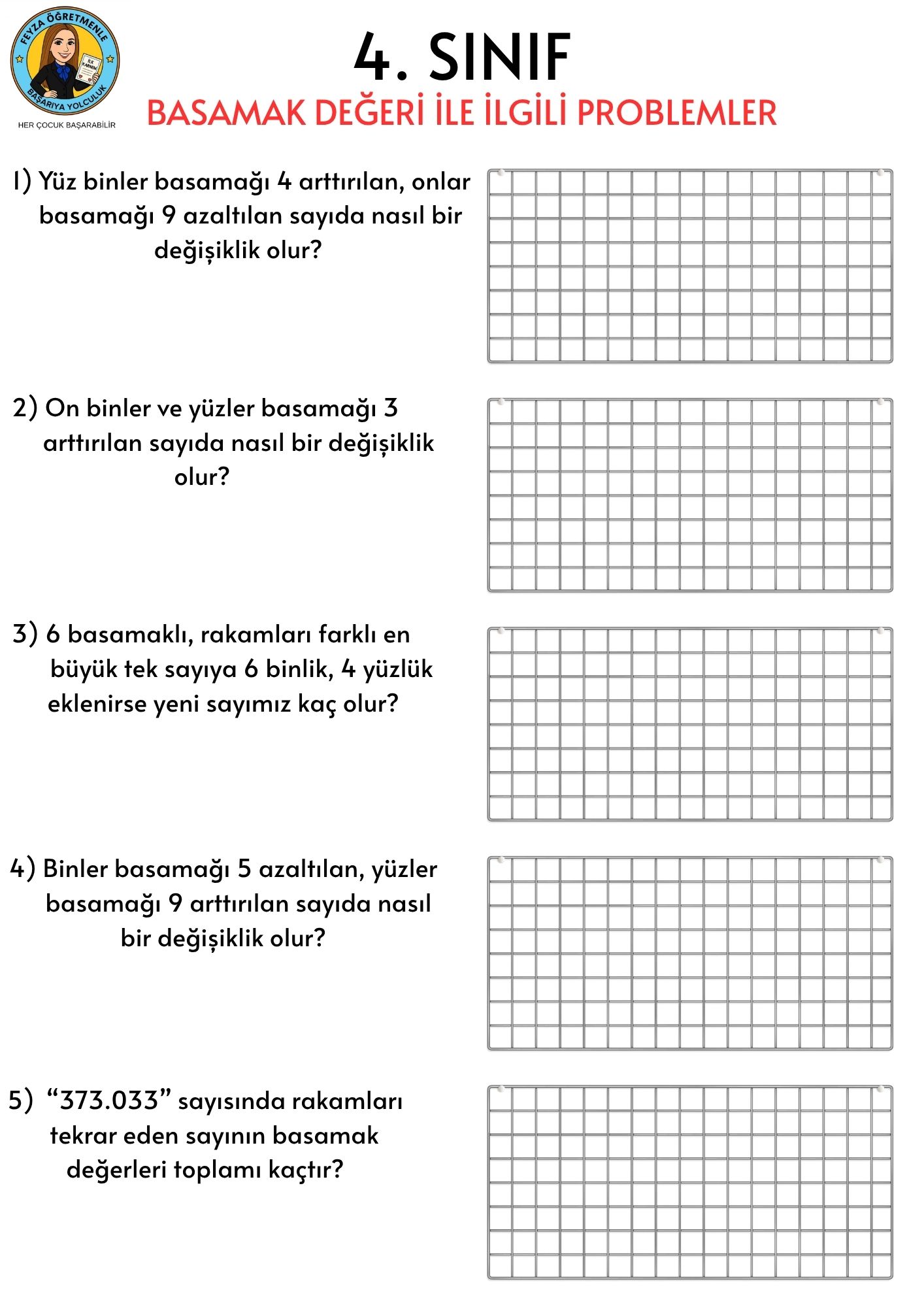 4. Sınıf Matematik Basamak Değeri Problemleri