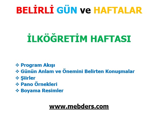 2022-2023 Eğitim Öğretim Yılı İlköğretim Haftası Kutlama Programı