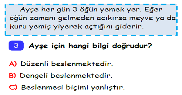 3.Sınıf Hayat Bilgisi Sağlıklı Hayat Ünite Değerlendirmesi-3