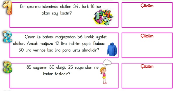 2.Sınıf Matematik Çıkarma İşlemi-Problemler -4