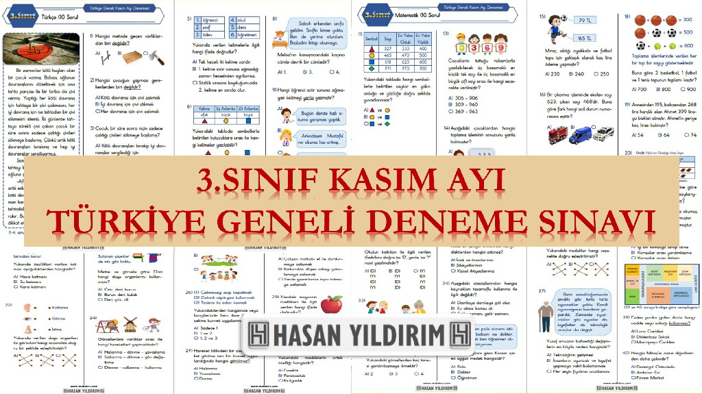 3.Sınıf Kasım Ayı Türkiye Geneli Deneme Sınavı (PDF)