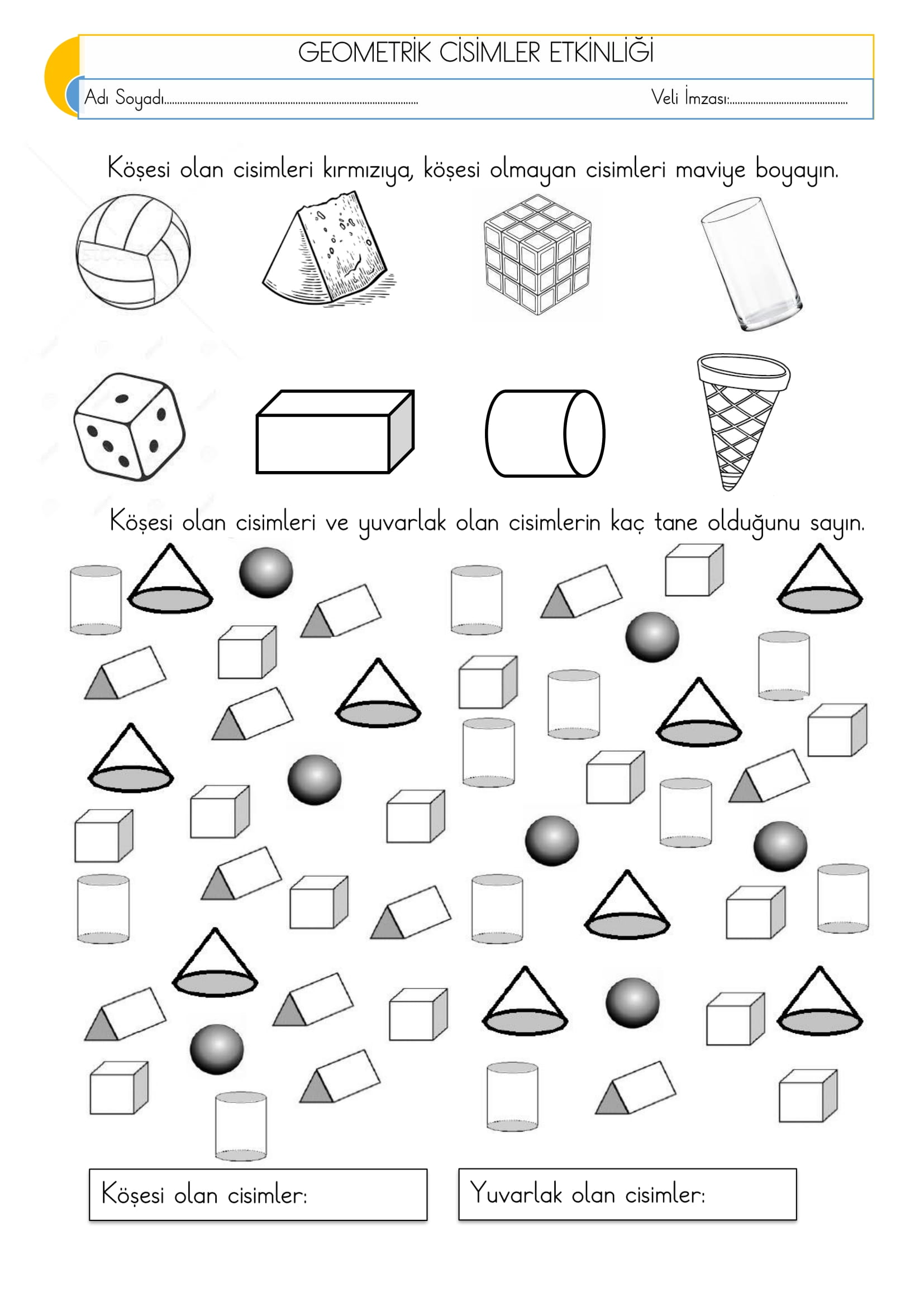 2.Sınıf - Matematik - Geometrik Cisimler Etkinliği-1