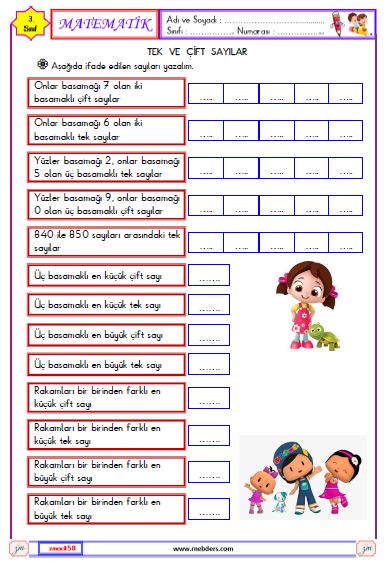 3. Sınıf Matematik Çarpma İşlemi  Etkinliği 6