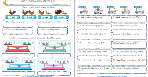 2.Sınıf - Matematik Kütle -Tartma Etkinliği-3