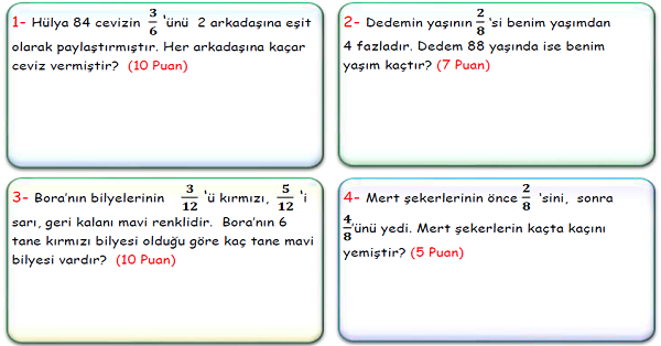 4.Sınıf Matematik Kesirlerle İlgili Problemler-5