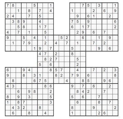 Beşli Samurai Sudoku 1