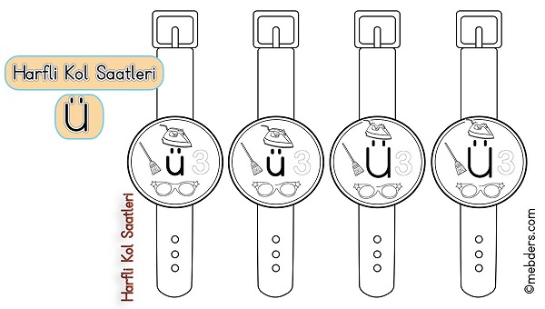 1.Sınıf İlkokuma Harfli Kol Saatleri - Ü Harfi