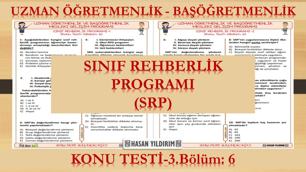Sınıf Rehberlik Programı-SRP (Konu Testi-3.Bölüm:6)