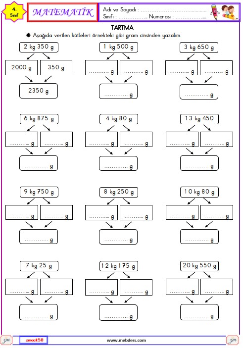 4. Sınıf Matematik Tartma Etkinliği 12
