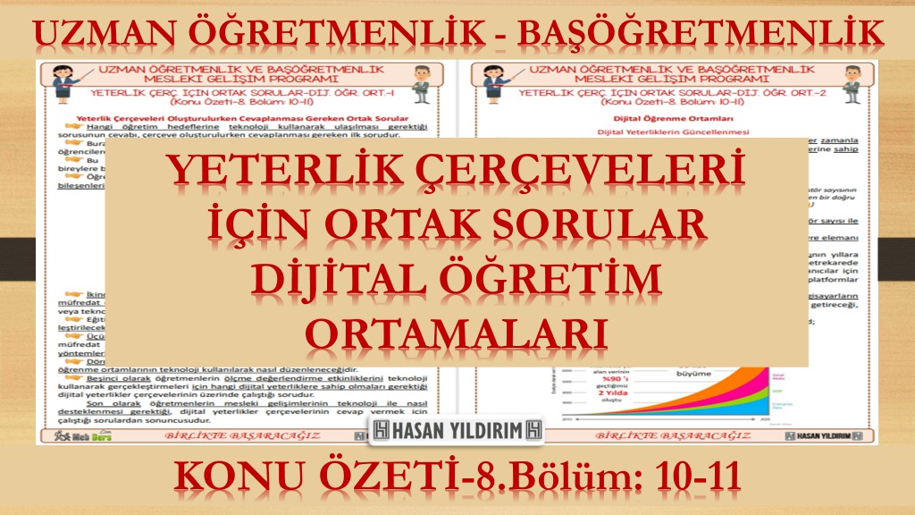 Yeterlik Çerçeveleri İçin Ortak Sorular - Dijital Öğrenme Ortamları (Konu Özeti-8.Bölüm: 10-11)