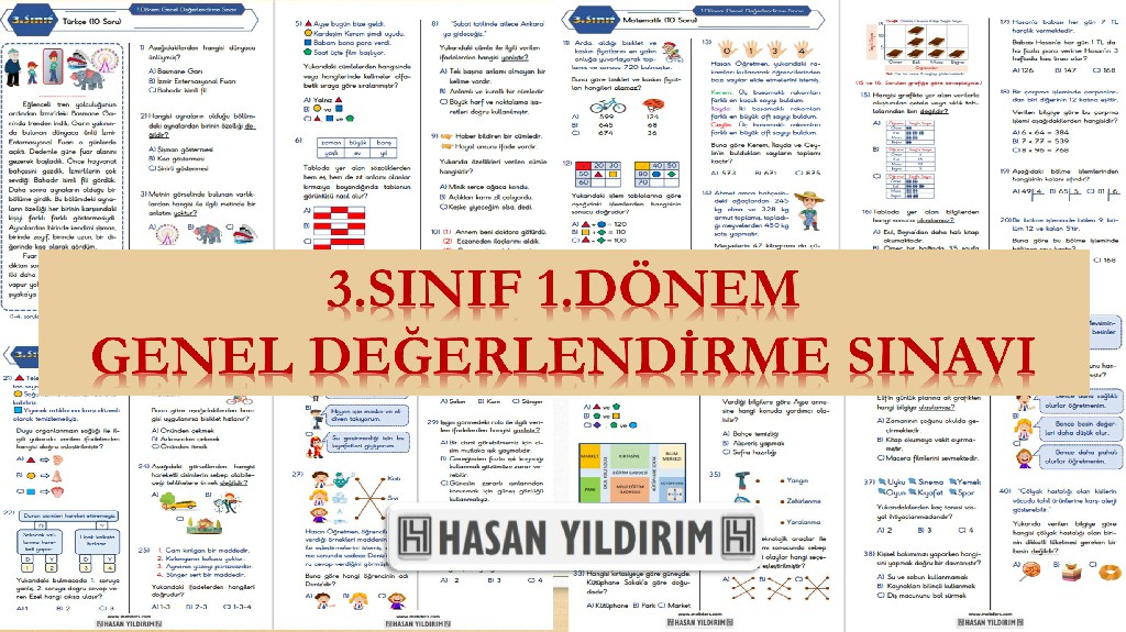 3.Sınıf 1.Dönem Genel Değerlendirme Sınavı (PDF)