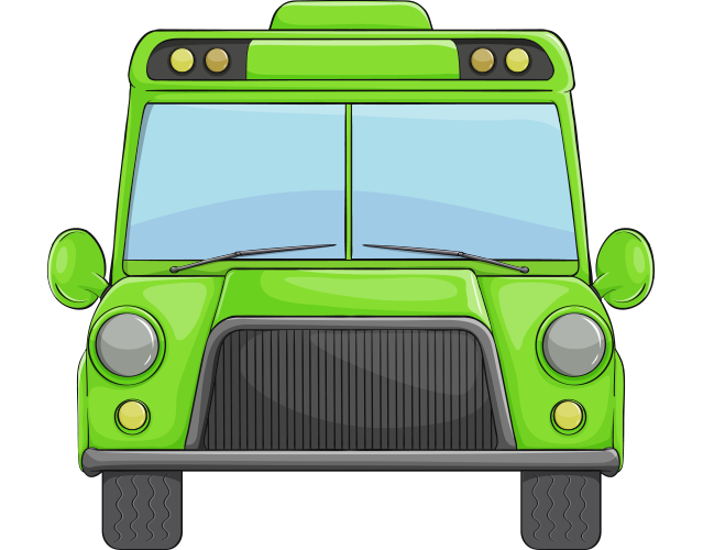 Önden çekilmiş yeşil otobüs resmi png