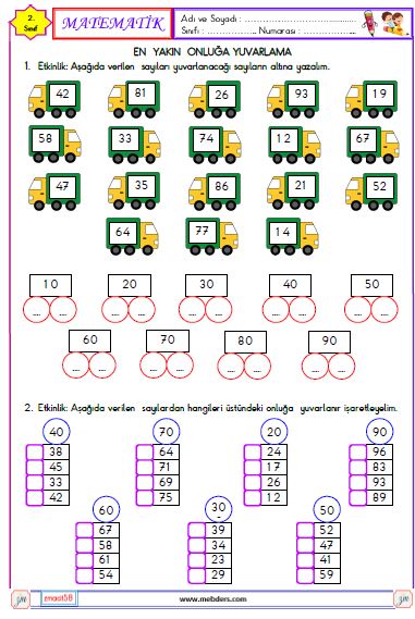 2. Sınıf Matematik En Yakın Onluğa Yuvarlama Etkinliği 1