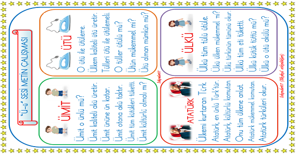 1. Sınıf İlk Okuma Yazma Ü Sesi Metin Okuma Çalışması