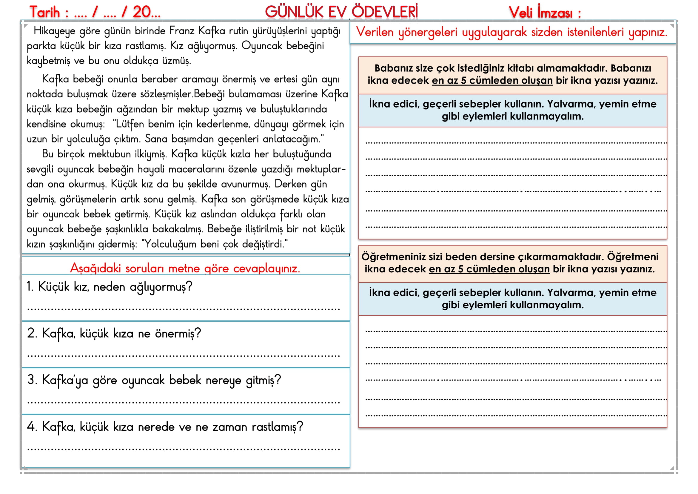 2.Sınıf - 22 Eylül 2025 Günlük Ev Ödevleri