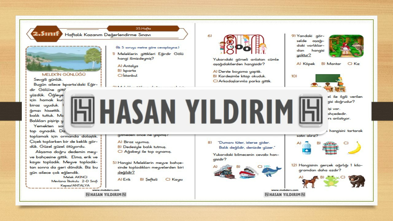 2.Sınıf Haftalık Değerlendirme Testi-35.Hafta(14-18 Haziran)