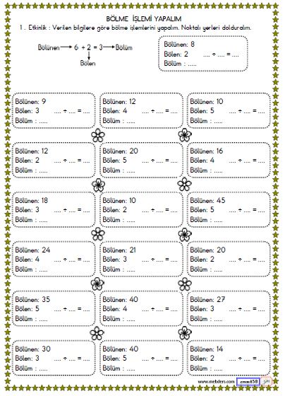 2. Sınıf Matematik Bölme İşlemi Etkinliği 3