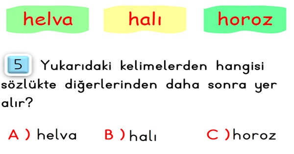 2.Sınıf Türkçe Alfabetik Sıralama-Test