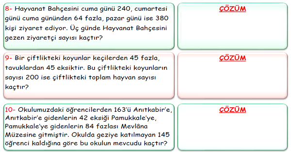 3.Sınıf Matematik Çıkarma İşlemi Problemleri-3