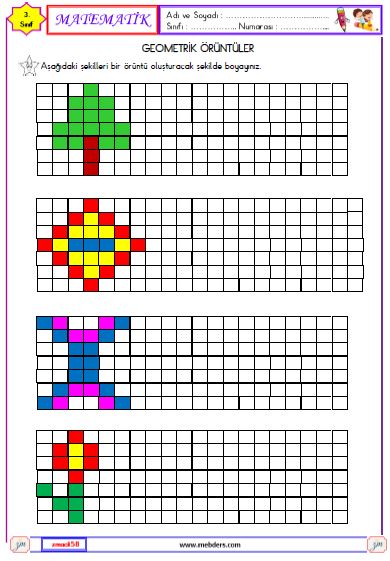 3. Sınıf Matematik Geometrik Örüntüler  Etkinliği 2