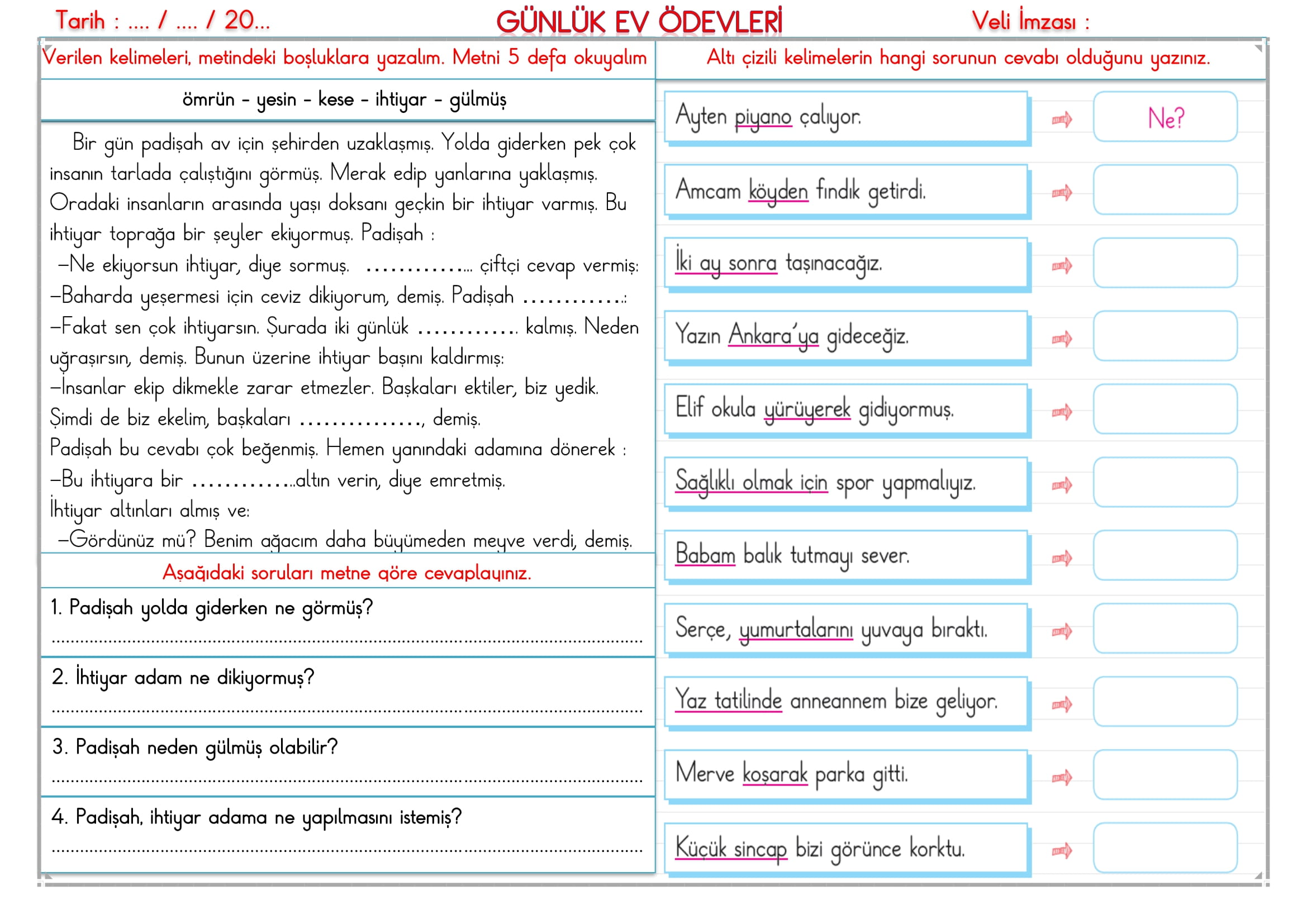 2.Sınıf - 13 Ocak 2026 Günlük Ev Ödevleri