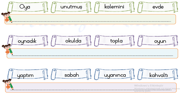 1.Sınıf Türkçe Cümle Bilgisi-1