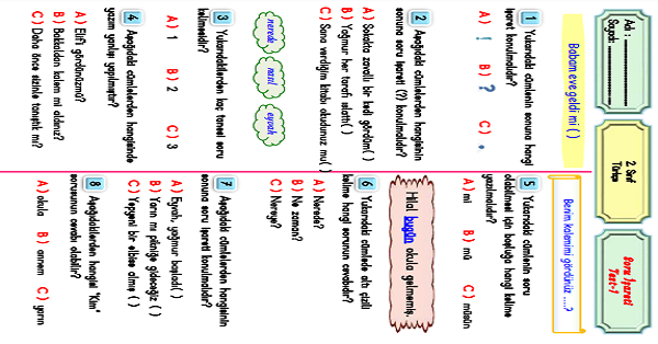 2.Sınıf Türkçe Soru İşareti-Test-1